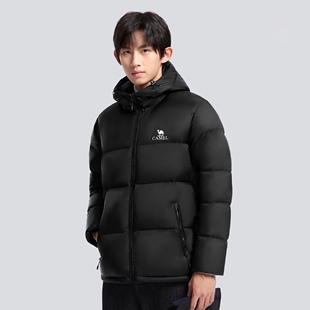 骆驼羽绒服火山抗静电防风连帽面包服保暖M13CR07089H幻影黑
