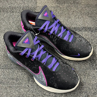 舒适百搭 防滑耐磨 Nike 男女同款 低帮篮球鞋 黑灰紫 LeBron