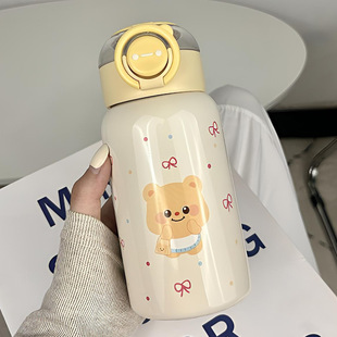 日本水杯女生可爱高颜值316不锈钢吸管保温杯大容量学生便携防摔
