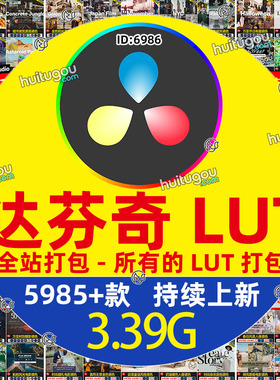 达芬奇LUT调色预设 DaVinci Resolve视频调色lut素材-全站打包