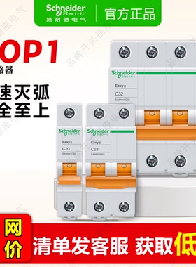 施耐德E9空气开关3P断路器1P+N家用40安100a63A带漏电保护器4P 2P