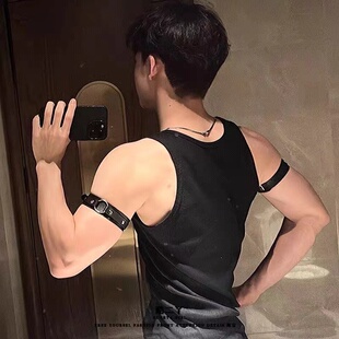 环臂带项圈项链颈环上臂环 箍型男袖 男生皮革臂环体育生1S0M衬衫 袖