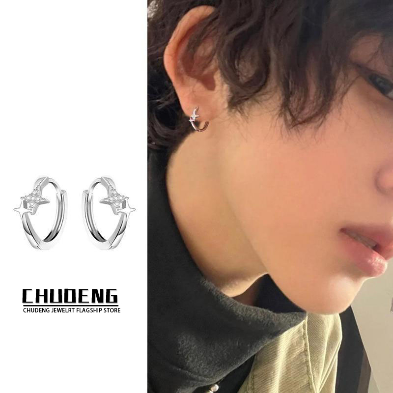 耳环新款星星圈圈男士轻奢独特