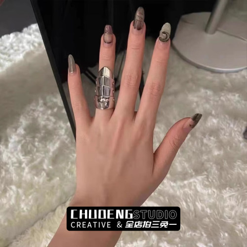 潮男ins手指铠甲关节指环戒指