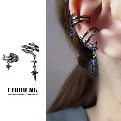 暗黑荆棘四芒星耳骨夹无耳洞