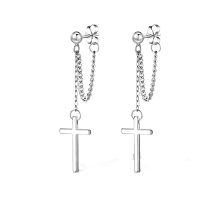 十字架耳钉男款轻奢小众设计高级感耳环女气质耳坠养耳洞耳饰品