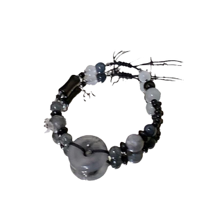 松烟入墨新中式平安扣黑色串珠手链古风小众高级日常百搭编织手链