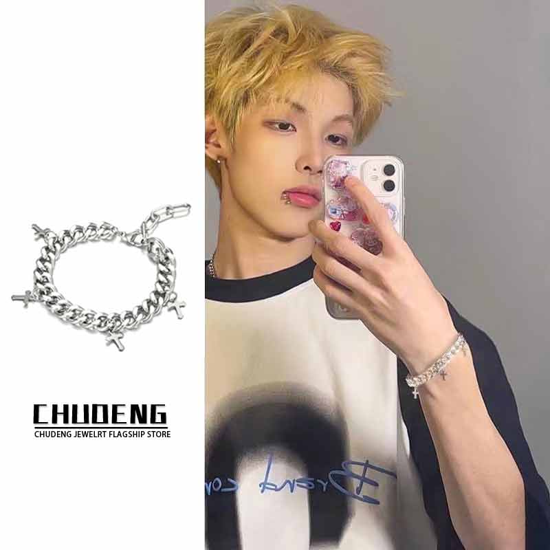 钛钢十字架古巴手链ins