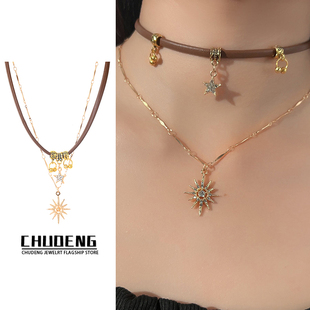 美拉德太阳波西米亚风项链女高级感轻奢复古锁骨链甜酷配饰choker