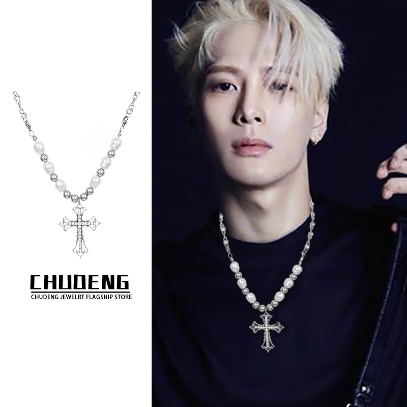 原创设计项链男潮十字架吊坠拼接