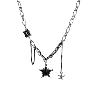 黑色星星拼接项链男女简约百搭嘻哈锁骨链小众设计高级感潮流配饰