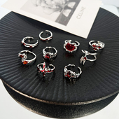 红色高级感戒指女ins叠戴百搭冷淡指环男士 小众设计感单身食指戒