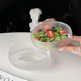 高级感早圆甜形碗碗冰品淇麦淋 锤纹日玻璃91982水果拉沙碗家用式