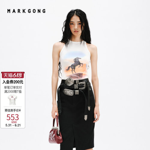 MARKGONG复古印花背心