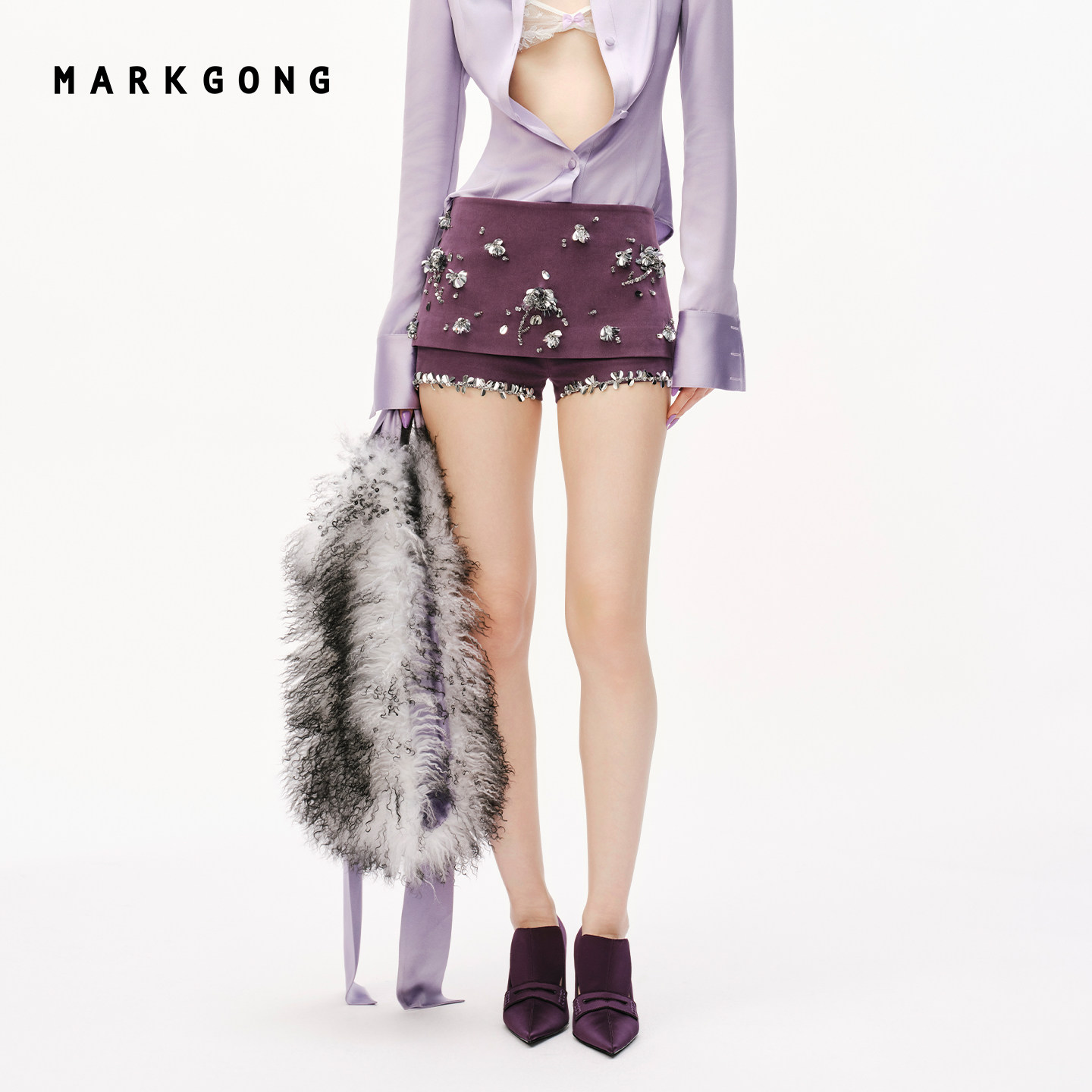 MARKGONG超短钉珠半裙图片