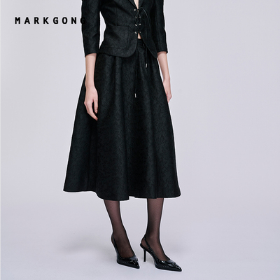 MARKGONG黑色提花大伞裙