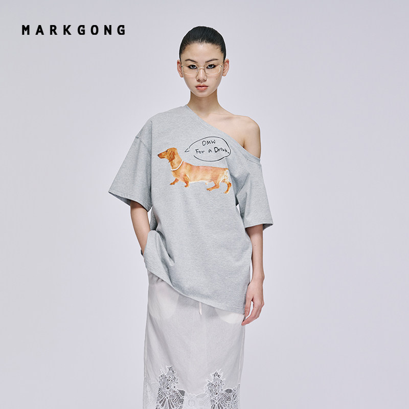 MARKGONG狗狗斜开肩T恤图片