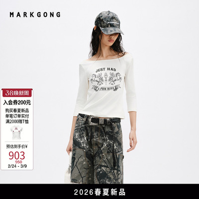 MARKGONG七分袖荡领露背