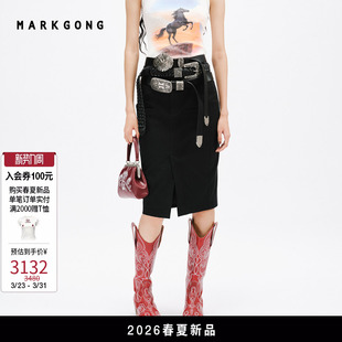 女装 设计感气质简约三腰头半裙2026春夏新品 裙子 MARKGONG