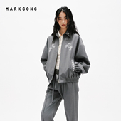 MARKGONG 十字绣装 饰灰色棒球外套2026早春新品 女装 上衣外套