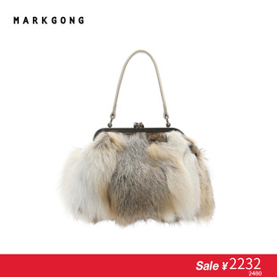 【SALE】【MARKGONG】休闲通勤百搭金岛狐金口包流行秋冬休闲女包