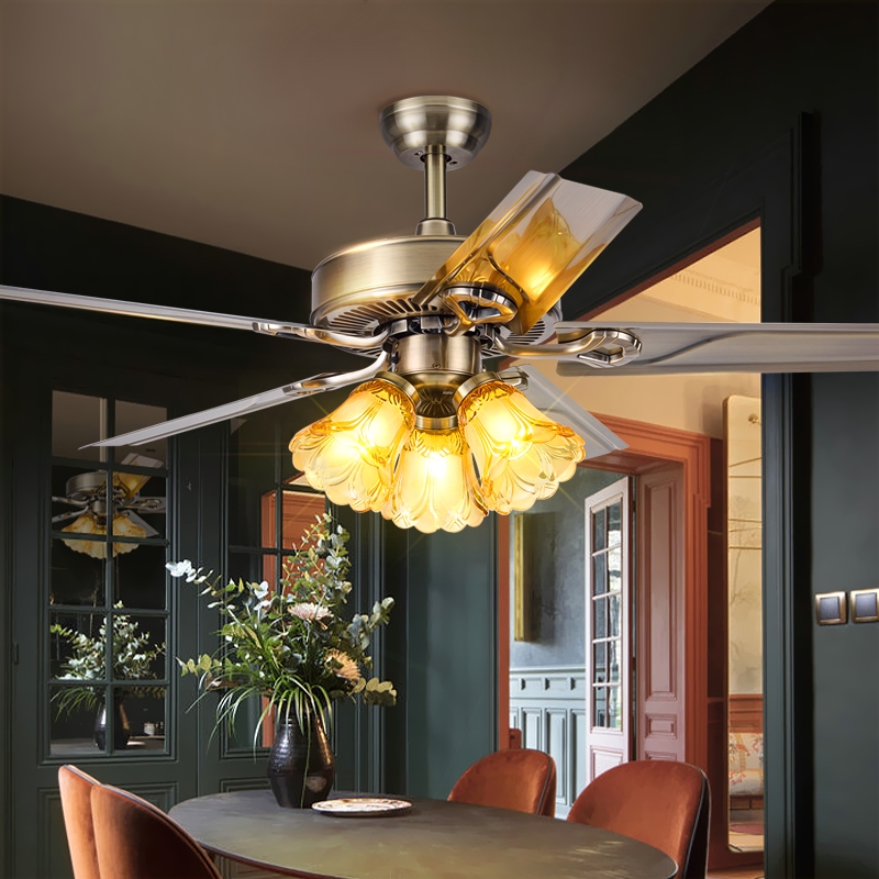 领王吊扇灯餐厅风扇吊灯52寸咖啡