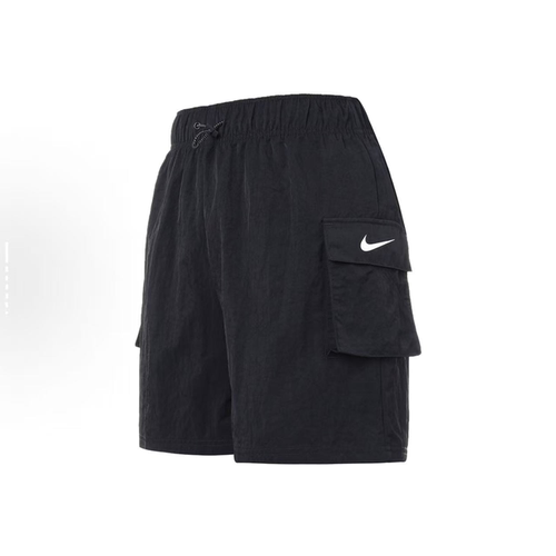 Nike/耐克 Sportswear 纯色松紧梭织高腰黑色休闲短裤DM6248--010