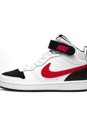 耐克Nike Court Borough Mid GS 白黑红中帮运动鞋 CD7782-110