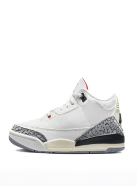 Air Jordan  耐磨透气 中帮 复古篮球鞋 白黑 中小童DM0966-100