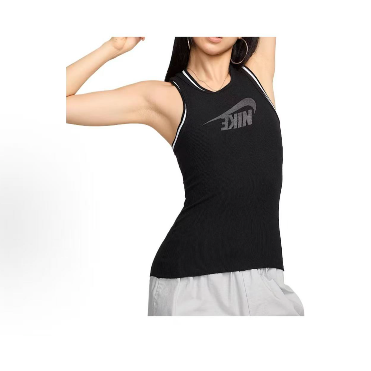 Nike耐克 圆领套头LOGO 字母印花舒适无袖背心 女款FZ1143-010