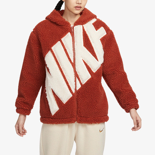 Nike耐克正品冬季女子仿羊羔毛保暖连帽休闲外套FB8696-832