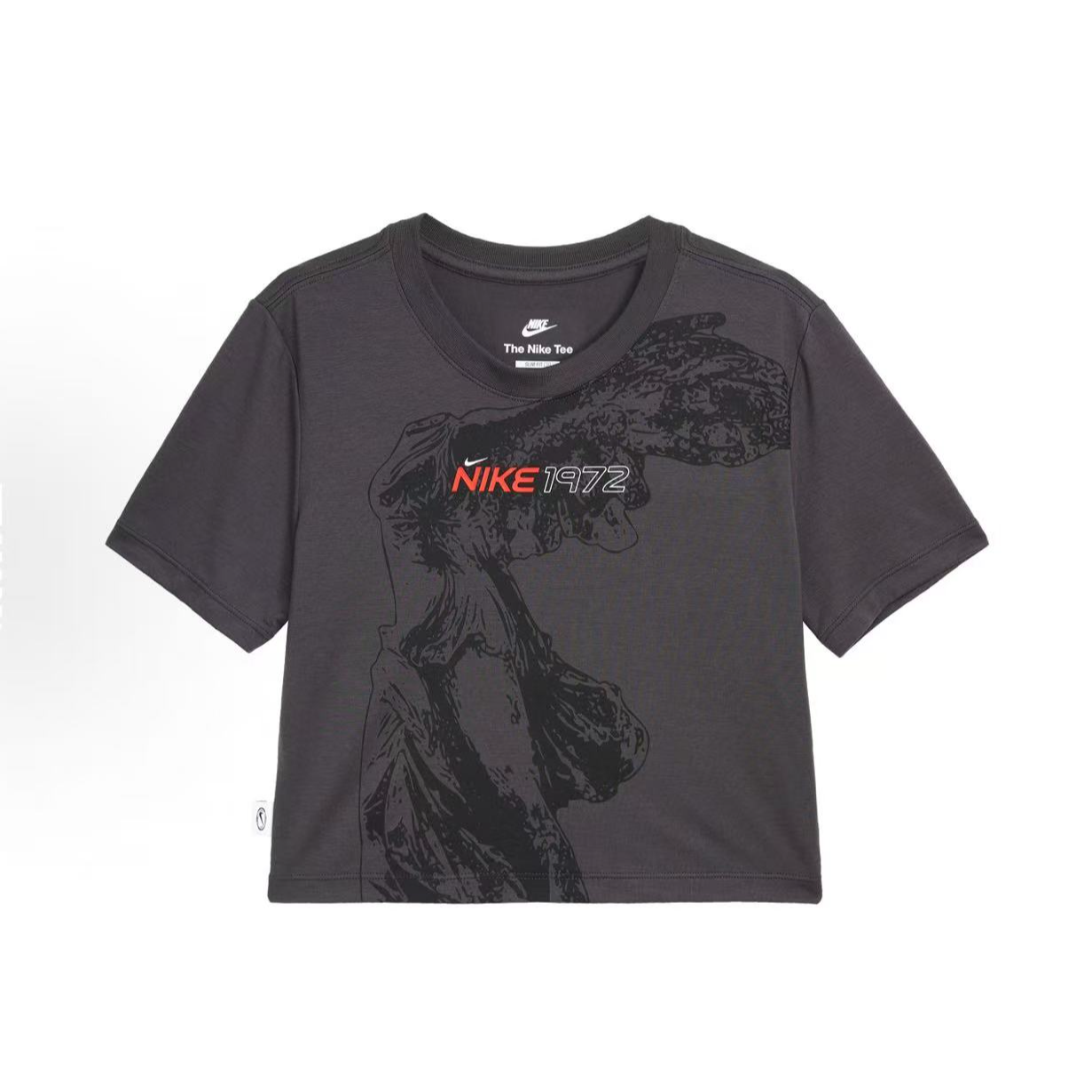 Nike耐克Sportswear女子圆领字母印花修身短款短袖T恤 HF7396-060