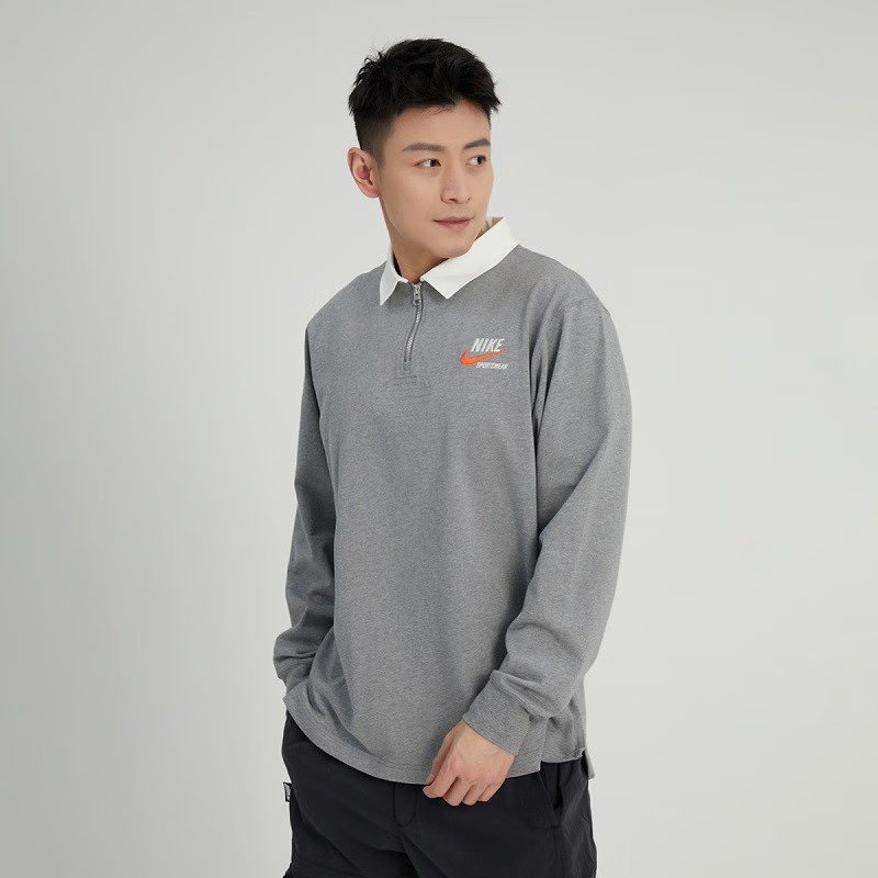 NIKE/耐克男拉链针织透气刺绣logo套头运动翻领长袖T恤DX6754-091,运动服/休闲服装,运动T恤,淘宝优惠券,粉丝福利购,淘宝优惠卷