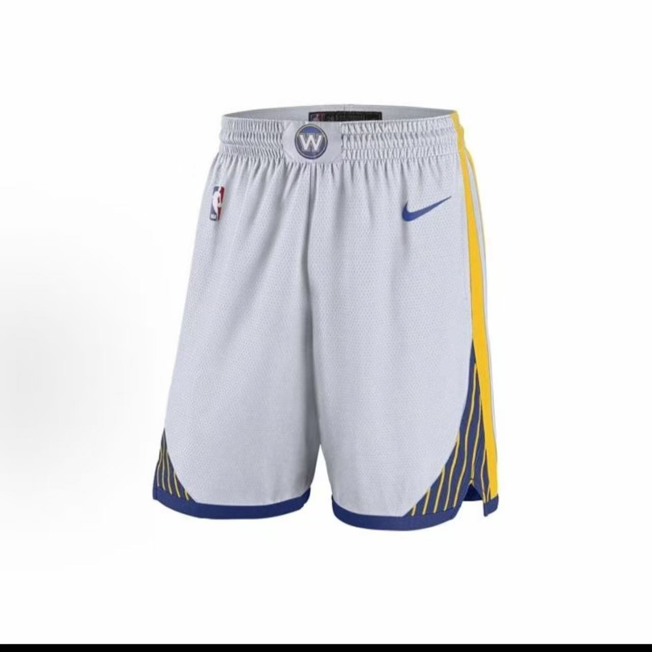 Nike NBASW金州勇士对直筒松紧腰拼色运动篮球短裤男款AJ5604-100