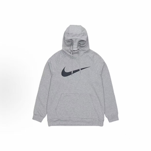 NIKE耐克 Dri-Fit 休闲运动Logo 男款灰色连帽套头卫衣CZ2426-063