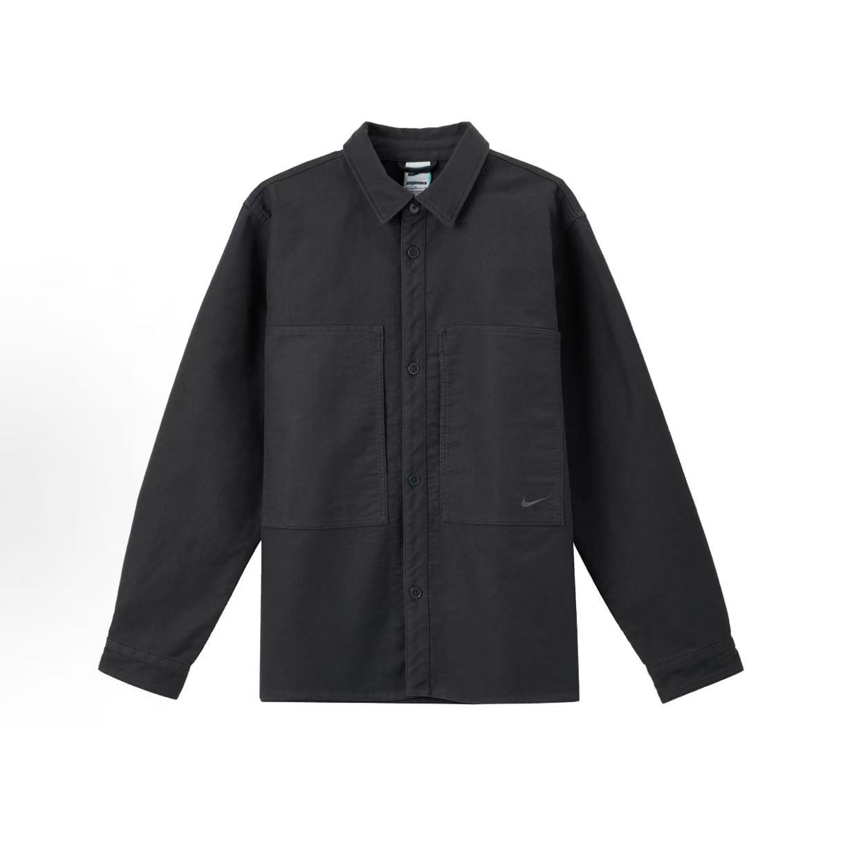 Nike/耐克 Swoosh 纯色翻领多口袋长袖衬衫 黑色男款 FB7743-060