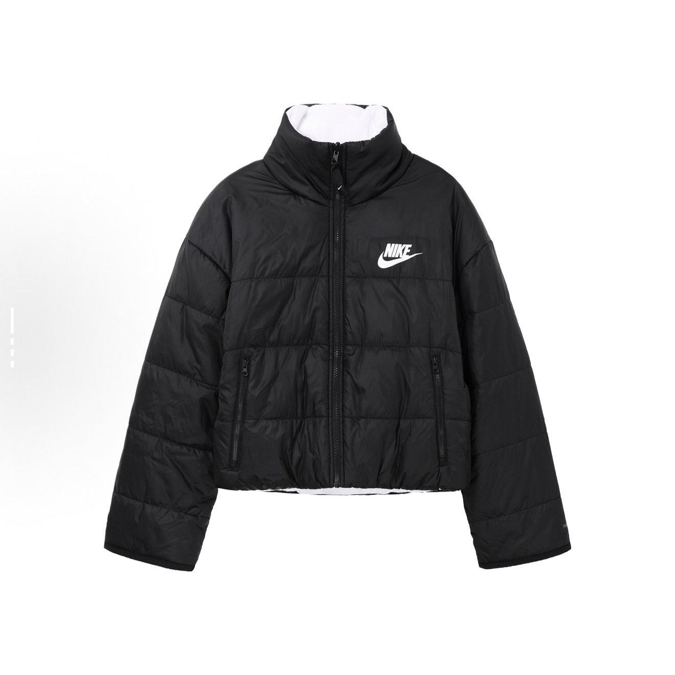 Nike logo印花拉链双面穿棉服 女款 黑色DQ6864-010