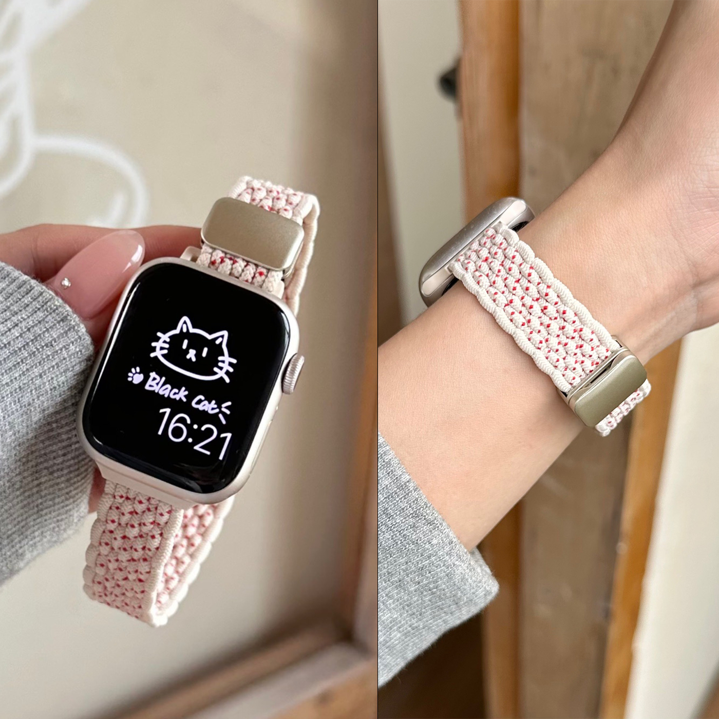 适用苹果手表iwatch10代表带applewatch9876SE编织磁吸款11小蛮腰
