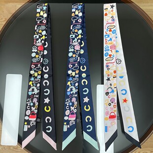 适用于D家高端春季新款丝巾包包手柄绑巾缠包丝带长条多功能丝带