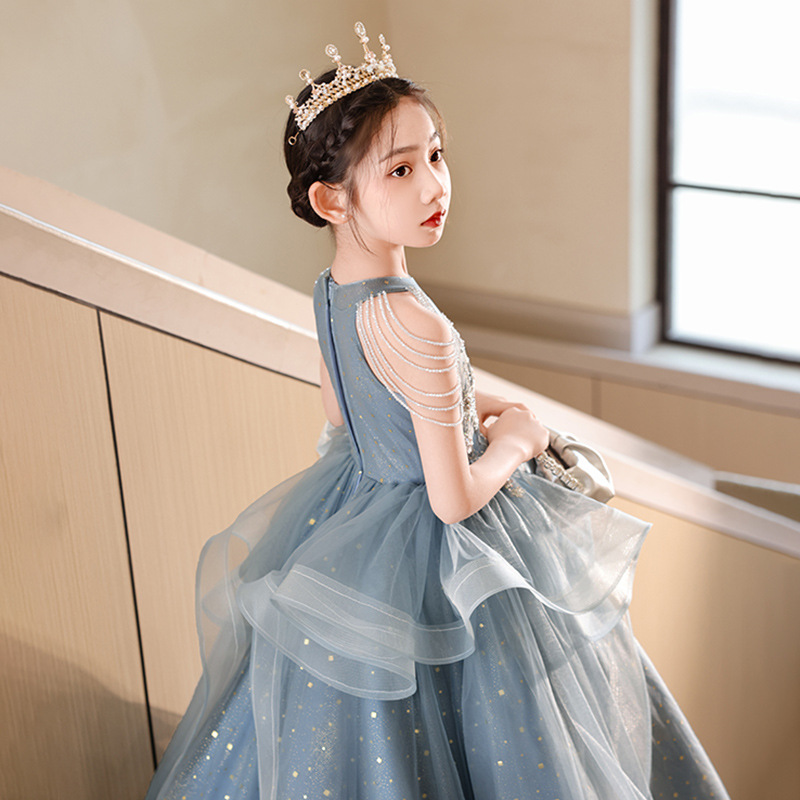 儿童礼服裙轻奢小众高端主持人春季公主裙女童走秀钢琴演奏