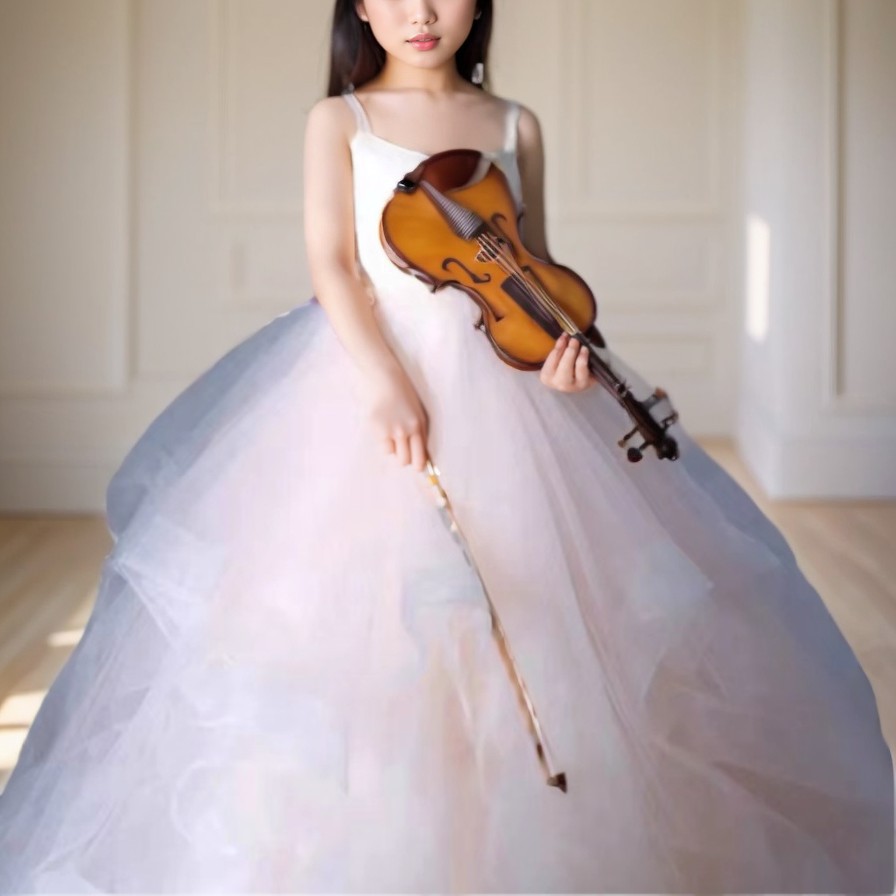 儿童小提琴演奏服粉色古筝钢琴演出服小女孩超仙女童晚礼服公主