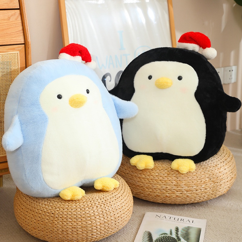跨境热销圣诞帽企鹅公仔布娃娃毛绒玩偶送女生儿童生日礼物加logo