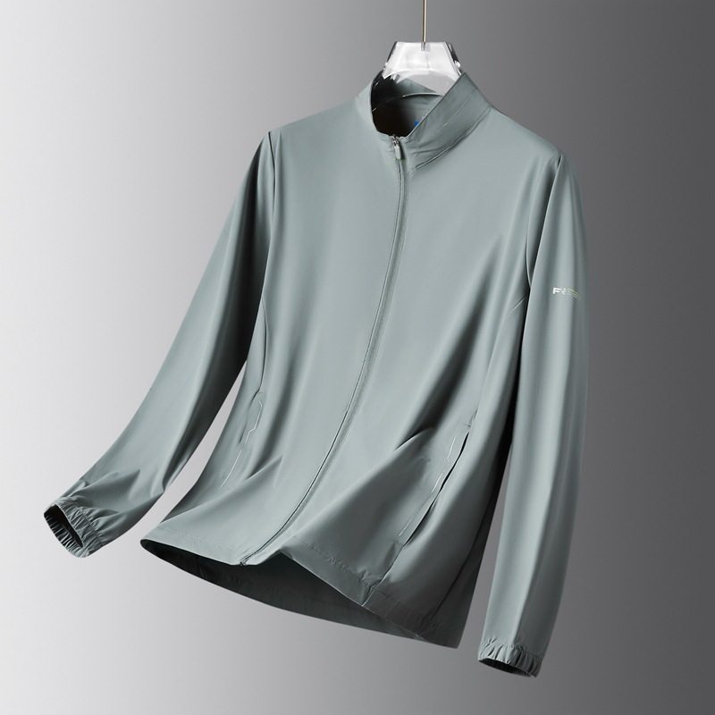 夏装大码冰丝防晒服加肥加大皮肤衣宽松户外胖子超薄立领男装