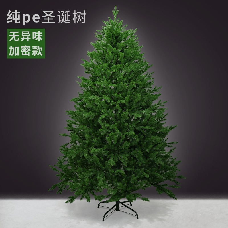 纯pe圣诞树2025新款家用圣诞节装饰品加密仿真树大型摆件场景布置