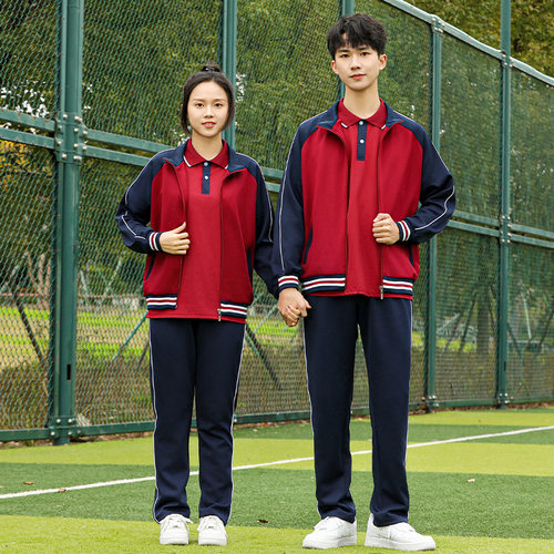 春秋高中校服四件套短袖长袖运动装学院风中学校服中小学班服套装