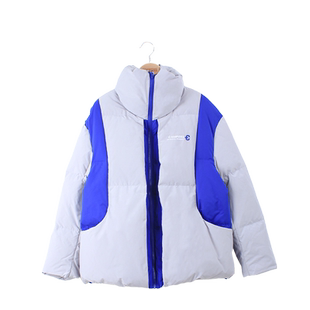 男大童冬季宽松立领羽绒服青少年潮款学生时尚拼色个性羽绒服