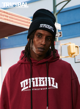 TRIBAL 哥特字体刺绣针织帽美式嘻哈街头滑板街舞毛线帽冷帽