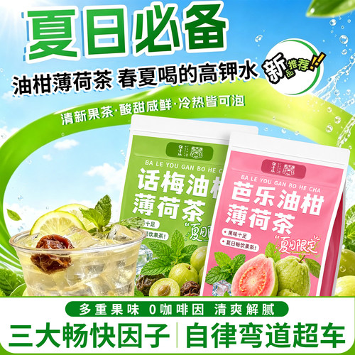 【红书同款】芭乐油柑薄荷柠檬茶大份量清爽解腻水果茶夏日冷泡茶