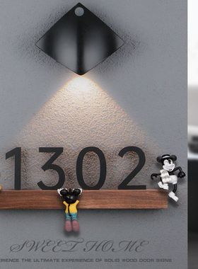 亚克力门牌号码牌家用入户门创意个性装饰房间号订制轻奢高档房间门号别墅门上免打孔高级感卡通住宅挂牌定制