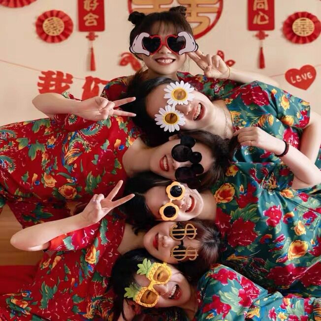 东北大花布衣服晨袍生日